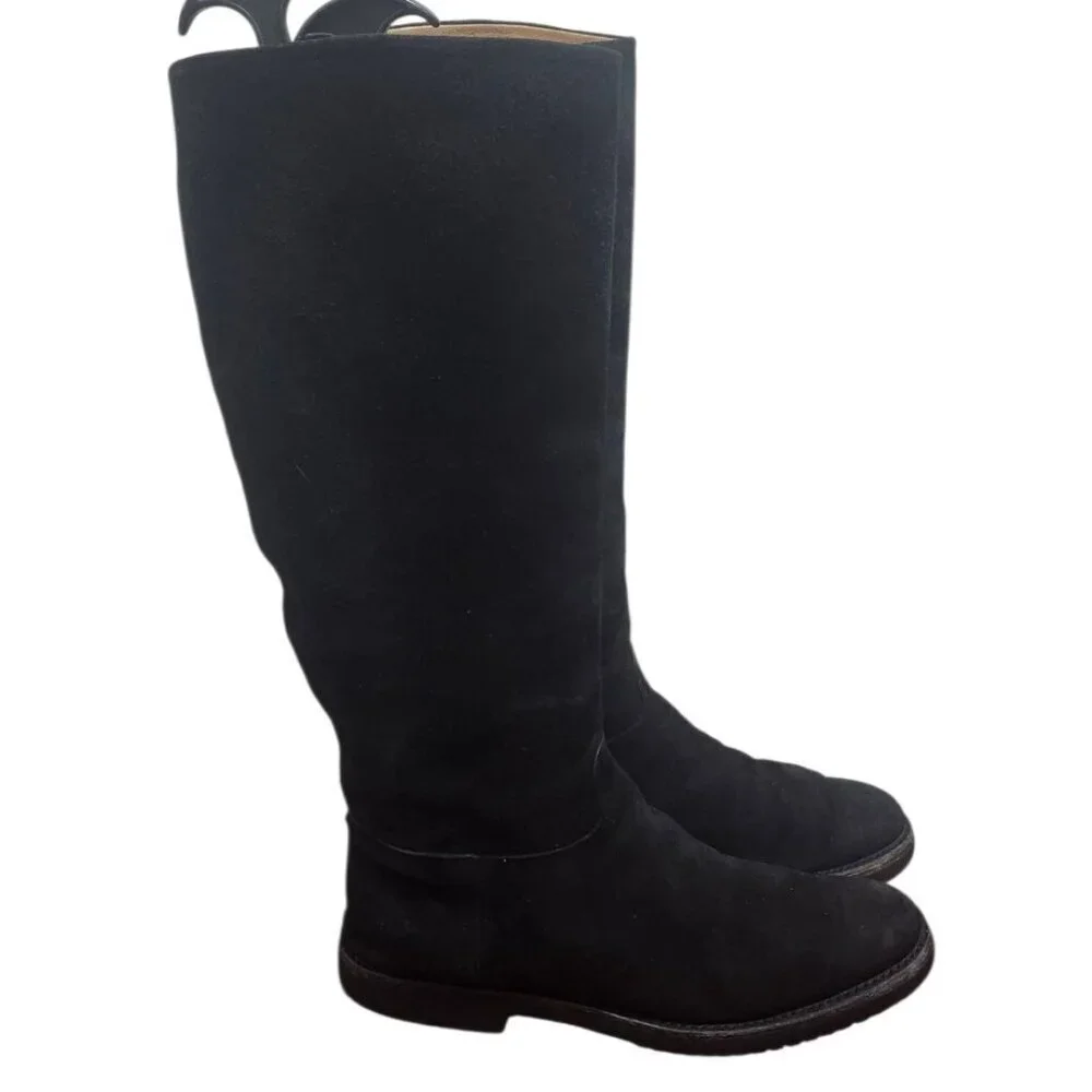 Gravati Black Suede Knee High Boots Vibram Gumlite Sole Classic Riding Style 9M